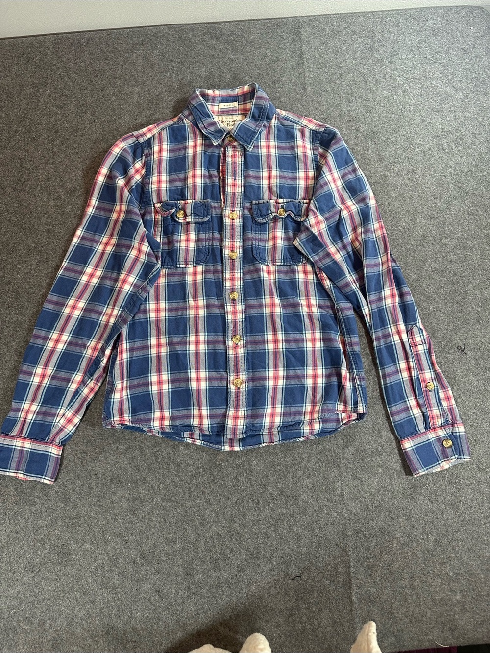 Vintage 2000s Abercrombie & Fitch Blue Plaid Button-Down Shirt